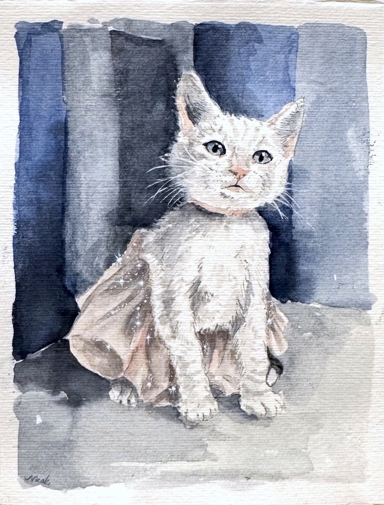 Retrato de gato en acuarela